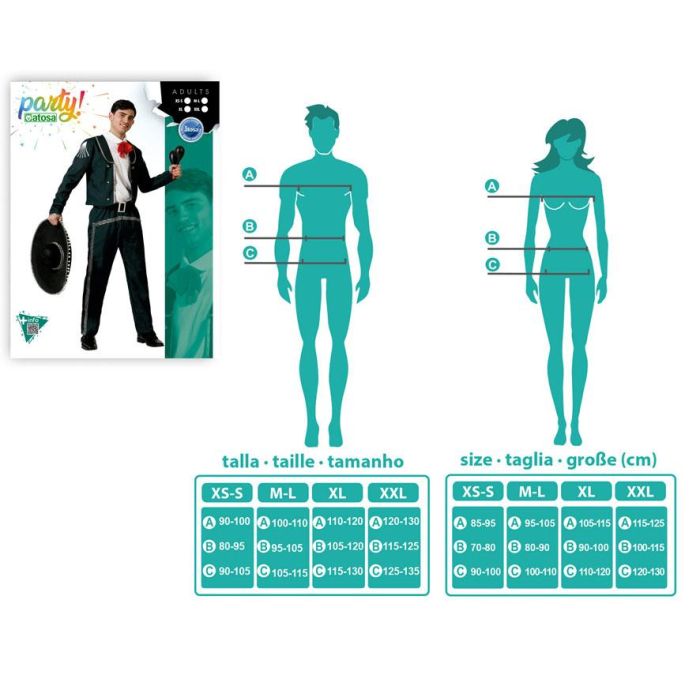 Disfraz Mariachi Traje Negro Hombre Adulto XXL 3 Disfraz Mariachi Traje Negro Hombre Adulto XXL 3