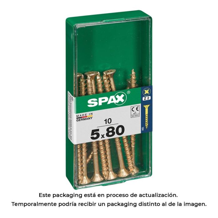 Spax 4081020500802 Tornillo Madera Universal Yellox 5x80mm Cabeza Plana Ranura Cruz Z2 4CUT Caja de 10 Unidades 0 Spax 4081020500802 Tornillo Madera Universal Yellox 5x80mm Cabeza Plana Ranura Cruz Z2 4CUT Caja de 10 Unidades 0