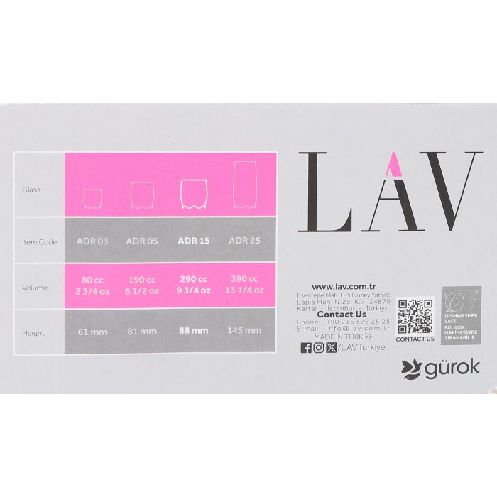 Lav Set 6 Vasos Agua 290cc Coral ø7x7x9cm (8 Cajas) 2