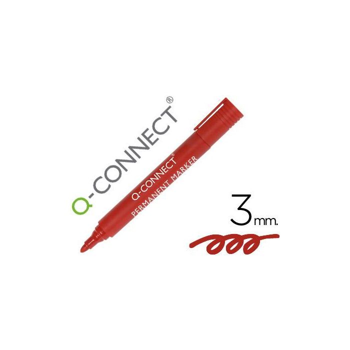 Rotulador Q-Connect Marcador Permanente Rojo Punta Redonda 3 mm 10 unidades