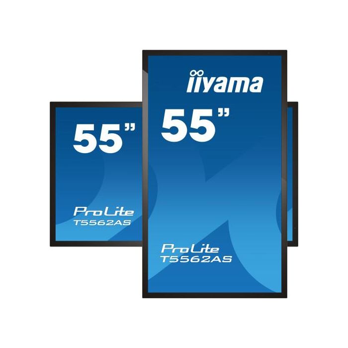 iiyama T5562AS-B1 pantalla de señalización Panel plano interactivo 138,7 cm (54.6") VA 500 cd / m² 4K Ultra HD Negro Pantalla táctil Procesador incorporado Android 8.0 24/7 2