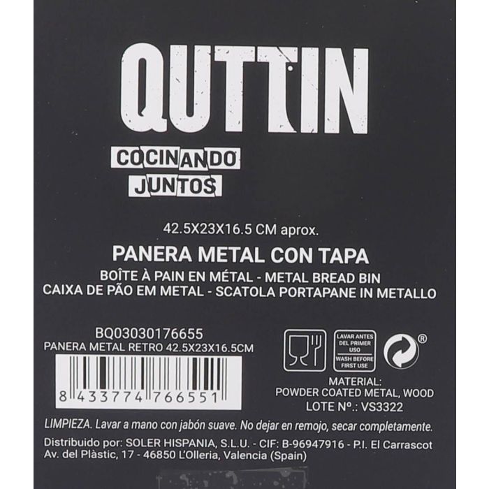 Panera Metal Retro Quttin 42.5 x 23 x 16.5 cm (3 Unidades) 8 Panera Metal Retro Quttin 42.5 x 23 x 16.5 cm (3 Unidades) 8