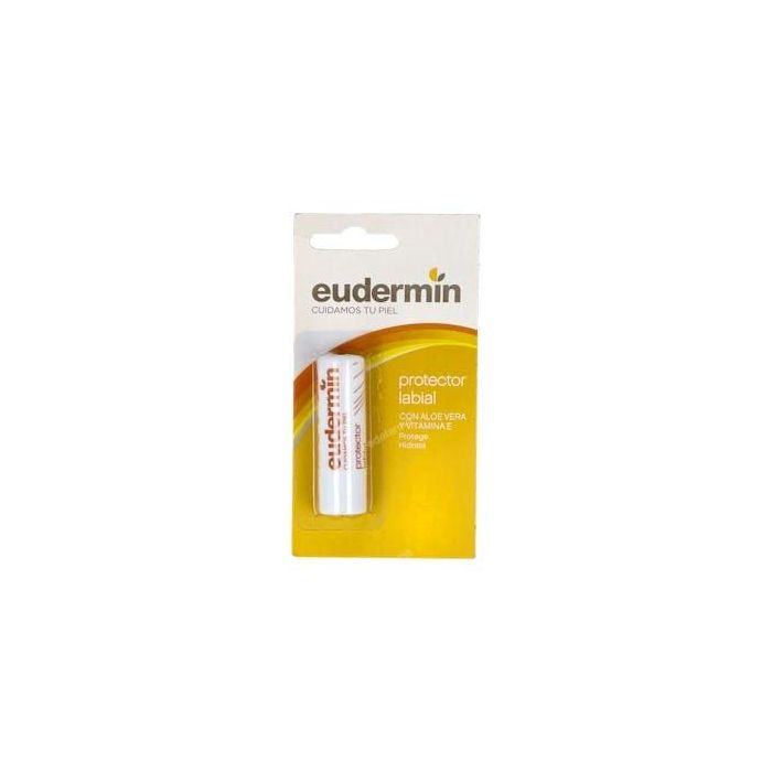Eudermin Bálsamo Labial Protector Solar SPF30 Hipoalergénico Regenerador con Vitaminas A y E, Karité en Stick 5g