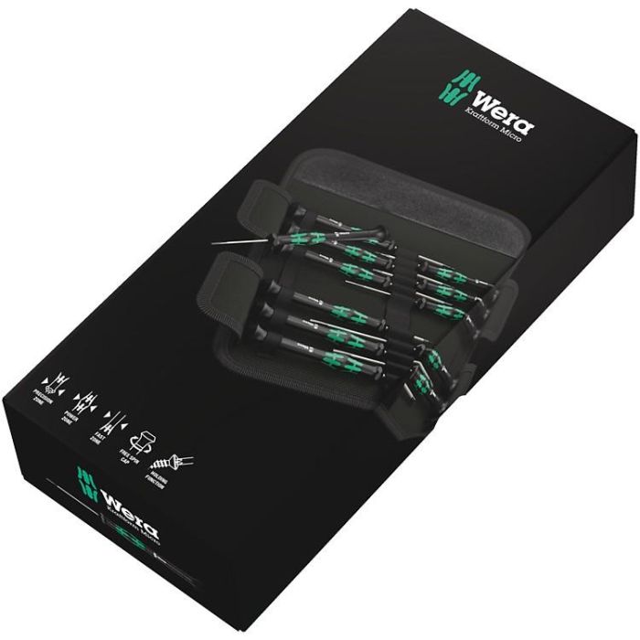 Wera 05073675001 Kraftform Micro-Set Juego de Destornilladores de Precisión 12 Piezas, Puntas Phillips, Torx, Mango Plástico 1