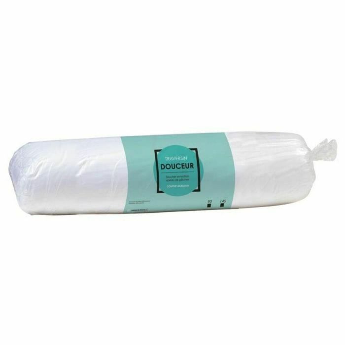 Almohada larga de microfibra 140 cm, relleno 950g 100% poliéster, soporte cabeza y cuello, acabado bourdon