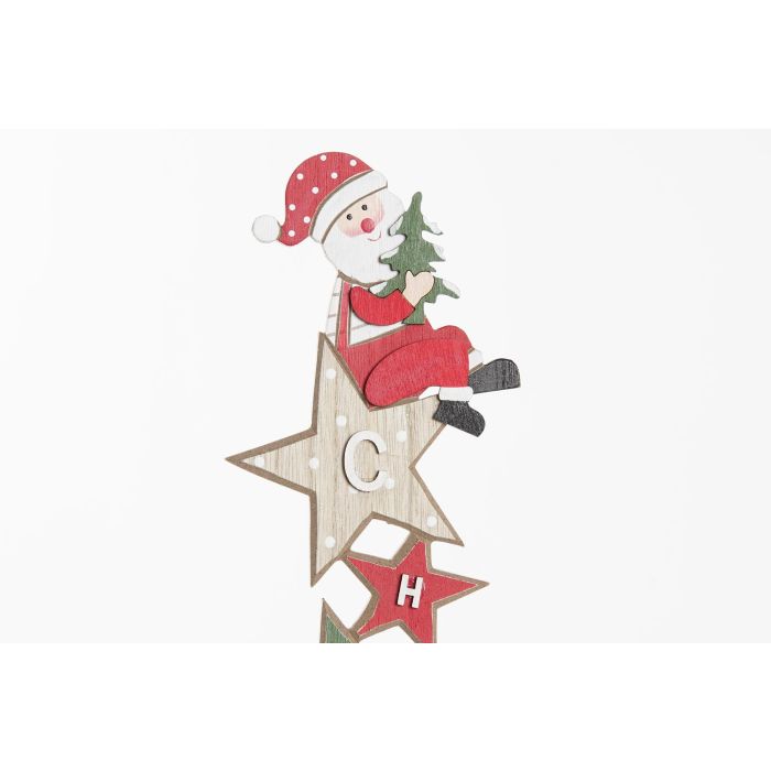 DKD Home Decor Decoración Navidad Tradicional con Papanoel y Estrellas, en MDF, Colores Rojo, Verde y Natural, 49 cm Alto (6 Unidades) 1