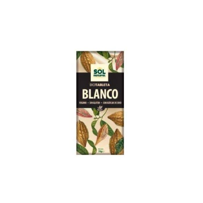 SOLNATURAL Chocolate Blanco Bio Vegano Sin Gluten 70g con 34% Cacao Mínimo