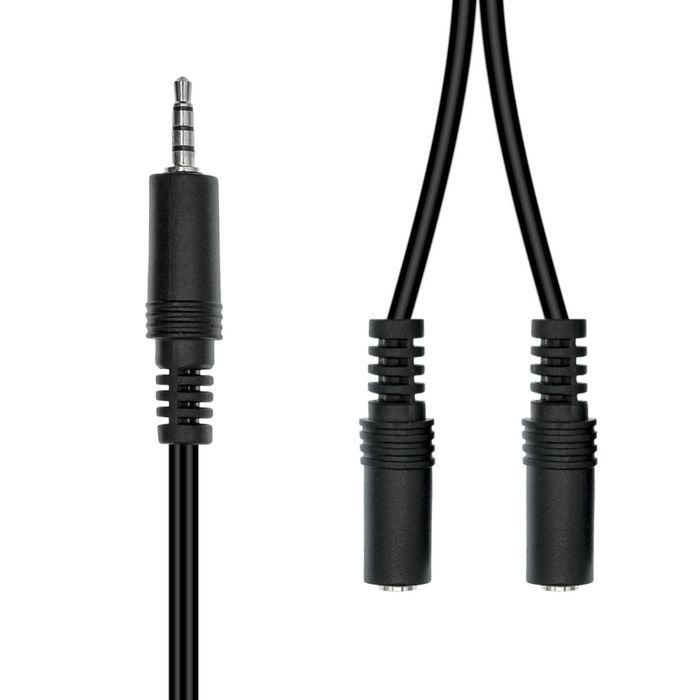 ProXtend Mini-Jack 3-Pin a 2x 2-Pin Cable M-F Negro 20cm 1