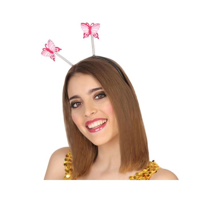 Diadema de Mariposas Rosas con Diseño en Resortes para Disfraces de Hada o Fantasía