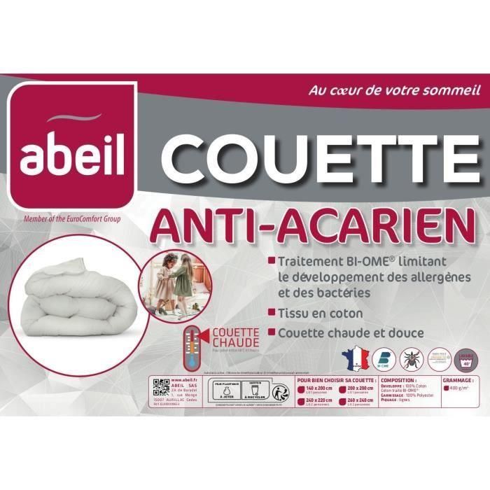 Edredón antiácaros - 220 x 240 cm - Cálido - 400 g/m² 2 personas - Blanco - ABEIL 4 Edredón antiácaros - 220 x 240 cm - Cálido - 400 g/m² 2 personas - Blanco - ABEIL 4