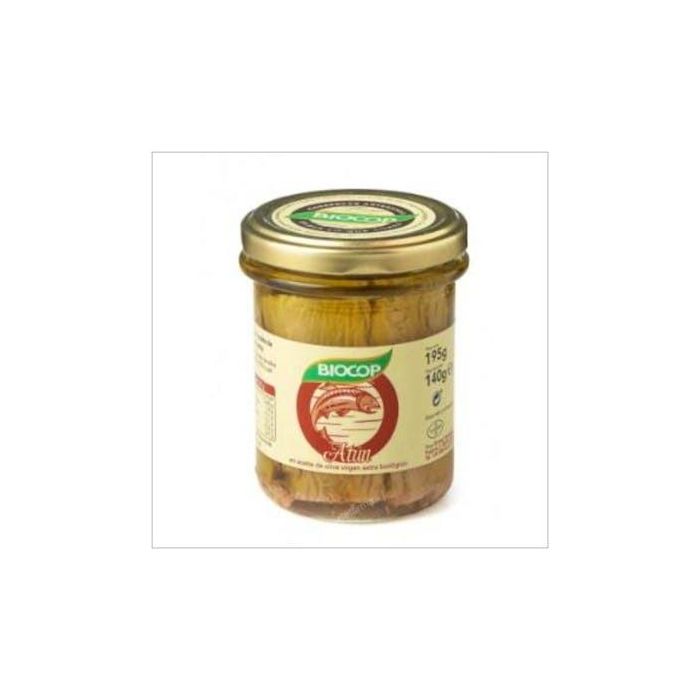 BIOCOP Filetes de Atún BIO en Aceite de Oliva Virgen Extra 195g – Pesca Artesanal, Rico en Omega-3