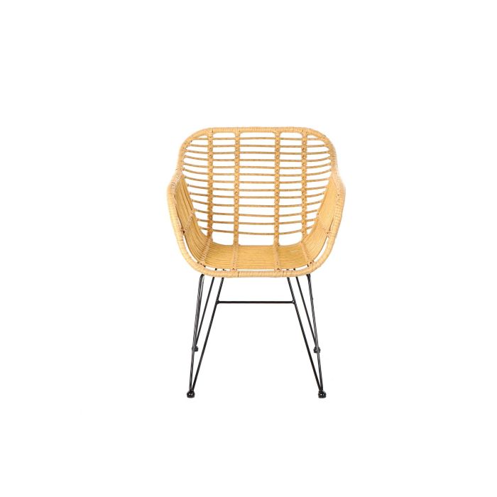 DKD Home Decor Silla Terraza Y Jardin Marron Claro Negro Ratan Sintetico Hierro Galvanizado 62 x 81 x 57 cm (2 Unidades)