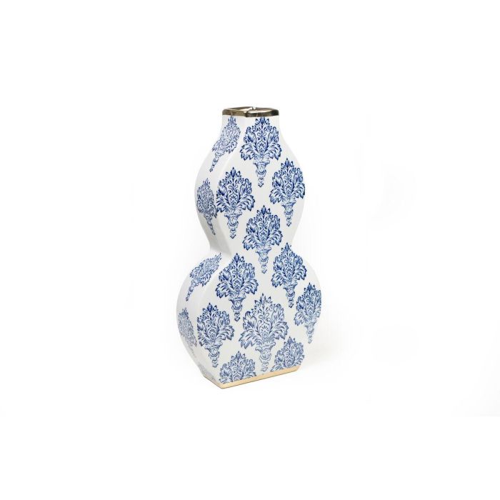 Florero Romimex Azul Blanco Azul/Blanco Porcelana 20 x 38 x 8 cm