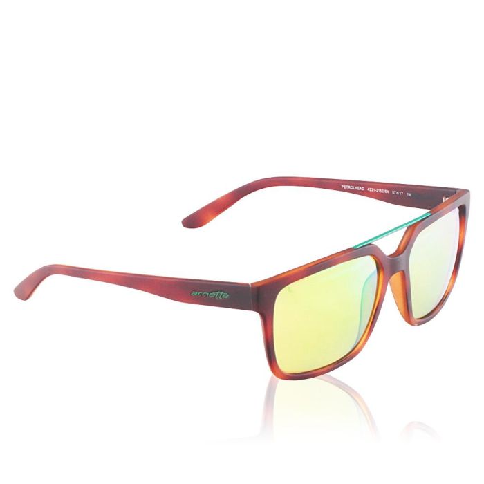 Arnette AN4231 21528N Gafas de Sol para Hombre, Montura Havana Rubber, Lentes Verdes Espejo, Calibre 57 mm 1