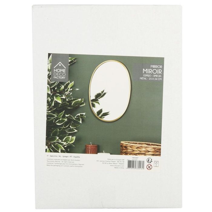 Home Deco Factory Espejo Ovalado Dorado Lounge 34x25 cm 1