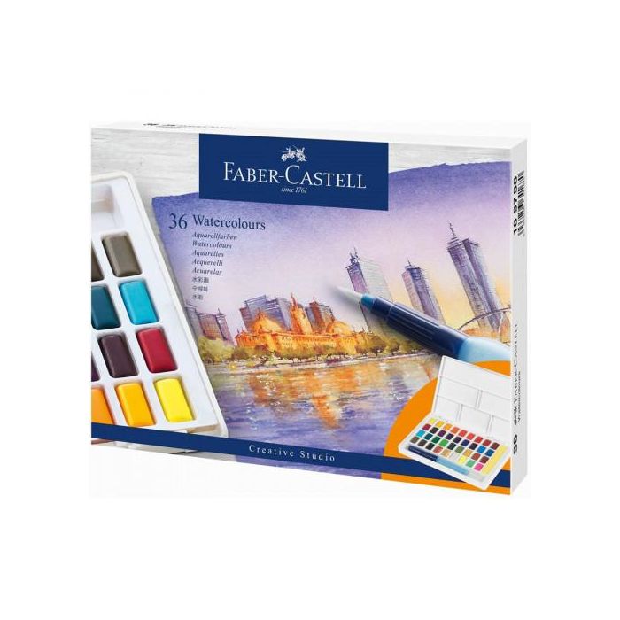 Faber Castell Acuarelas En Pastillas Creative Studio Colores Surtidos Estuche 36 Ud