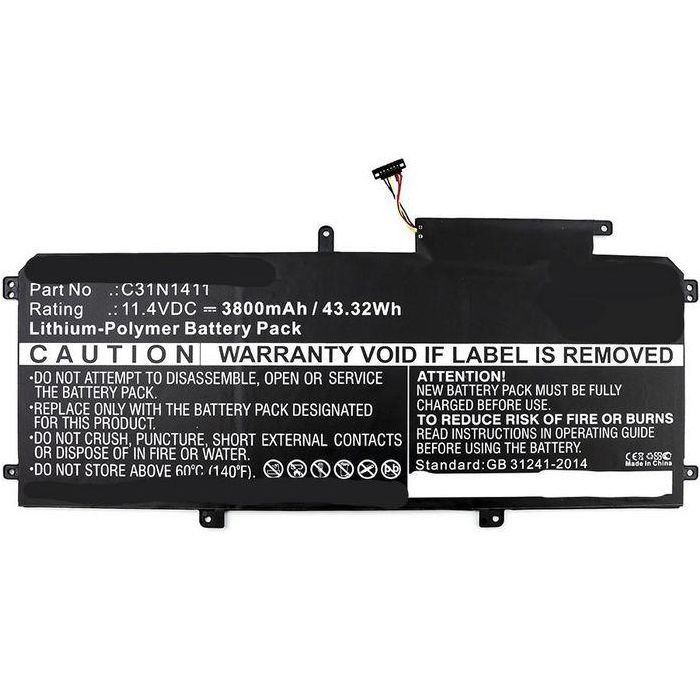 CoreParts Laptop Battery for Asus 41.70Wh Li-Pol 11.55V 3610mAh Black, U305CA6Y30, U305F 13.3 inch, U305FA5Y10, U305FA5Y71, U305L, UX305CA, UX30 CoreParts Laptop Battery for Asus 41.70Wh Li-Pol 11.55V 3610mAh Black, U305CA6Y30, U305F 13.3 inch, U305FA5Y10, U305FA5Y71, U305L, UX305CA, UX30
