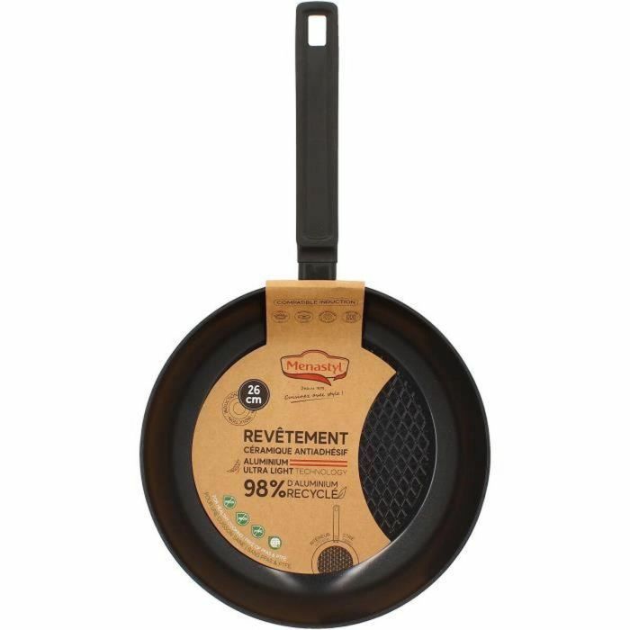 Menastyl 6020637 Sartén de Aluminio Forjado de 26 cm Negra, Apta para Inducción y Todo Tipo de Fuegos 5