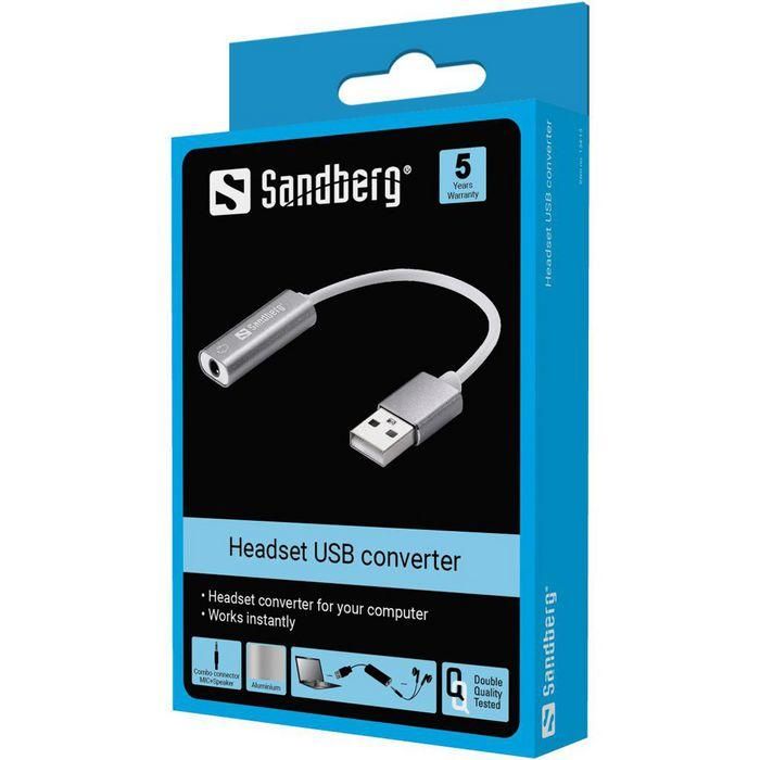 Sandberg Adaptador Convertidor USB para Auriculares Mini-jack 4 Polos a PC 1 Sandberg Adaptador Convertidor USB para Auriculares Mini-jack 4 Polos a PC 1