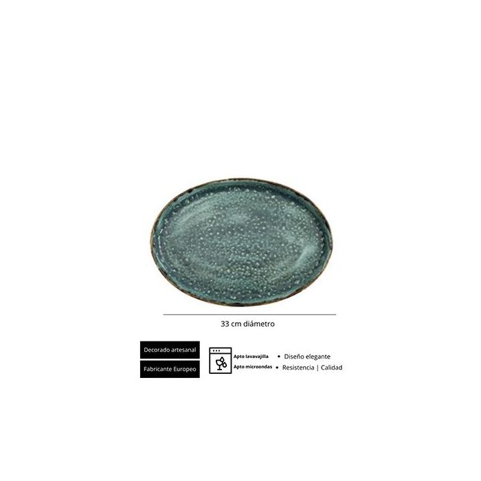 Moon Turquoise Fuente Oval 34X24X2 Cm (6 Unidades) 1 Moon Turquoise Fuente Oval 34X24X2 Cm (6 Unidades) 1