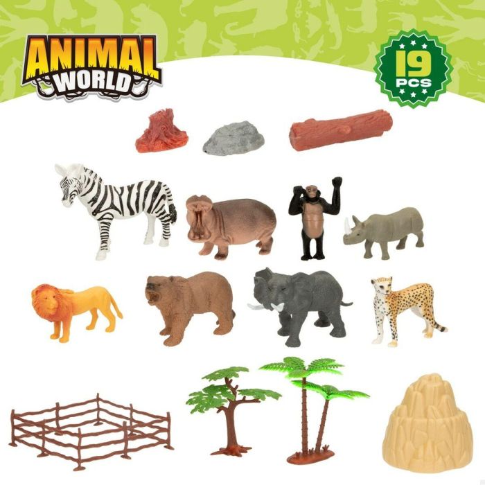 Set de Figuras de Animales Colorbaby 19 piezas Jungla Plástico 14 x 6 x 5 cm (6 Unidades) 1