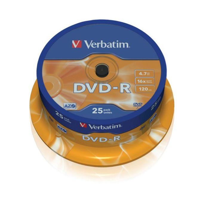 Verbatim DVD-R 4.7GB 16x 120min Pack de 25 unidades con tecnología AZO y HardCoat Scratch Guard 0 Verbatim DVD-R 4.7GB 16x 120min Pack de 25 unidades con tecnología AZO y HardCoat Scratch Guard 0