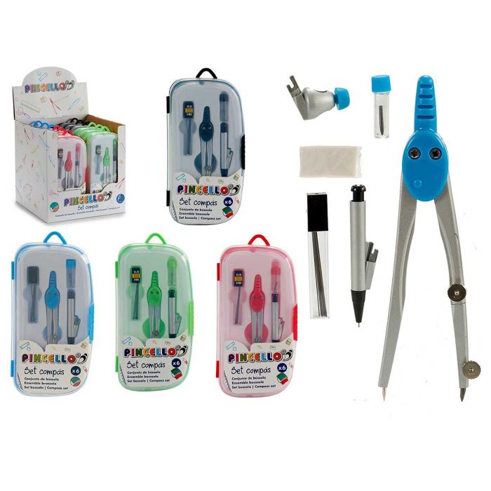 Caja Compas Con Portaminas Goma Y Minas Pincello 2X19CM (24 Unidades) Caja Compas Con Portaminas Goma Y Minas Pincello 2X19CM (24 Unidades)