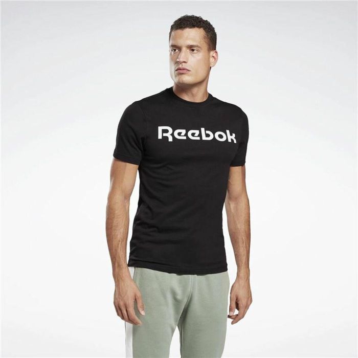Camiseta de Manga Corta Hombre Reebok Graphic Series Linear Logo Negro 5