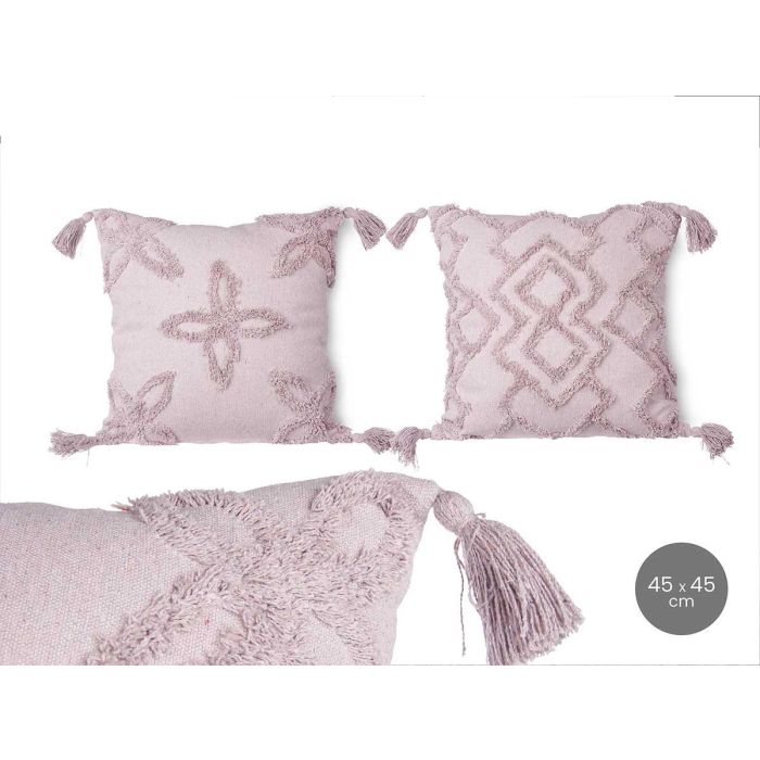 Cojín Bordado Gris 45x45 cm - Giftdecor - Algodón y Poliéster (9 Unidades)