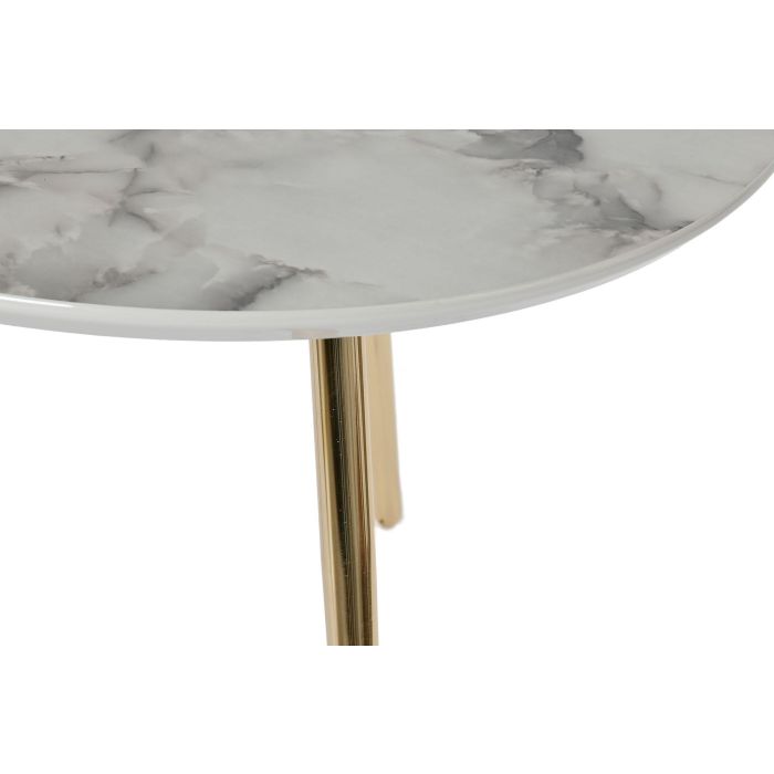 DKD Home Decor Mesita Auxiliar Moderno Blanco Dorado Acero Resina 80 x 45 x 80 cm Set de 2 2