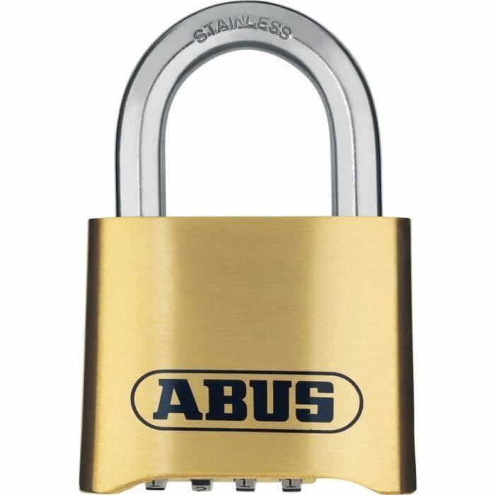 Abus Candado 180IB/50 B/DFNLI, Cuerpo de Latón Forjado, Arco de Acero Inoxidable, Código Numérico de Cuatro Dígitos 0 Abus Candado 180IB/50 B/DFNLI, Cuerpo de Latón Forjado, Arco de Acero Inoxidable, Código Numérico de Cuatro Dígitos 0