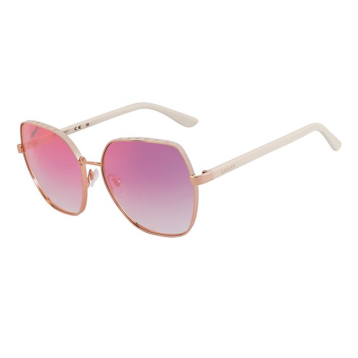 Guess Gafas GU00108 21Z - Gafas de sol para mujer, montura metálica blanca, cristales violeta degradado, 60 mm 1