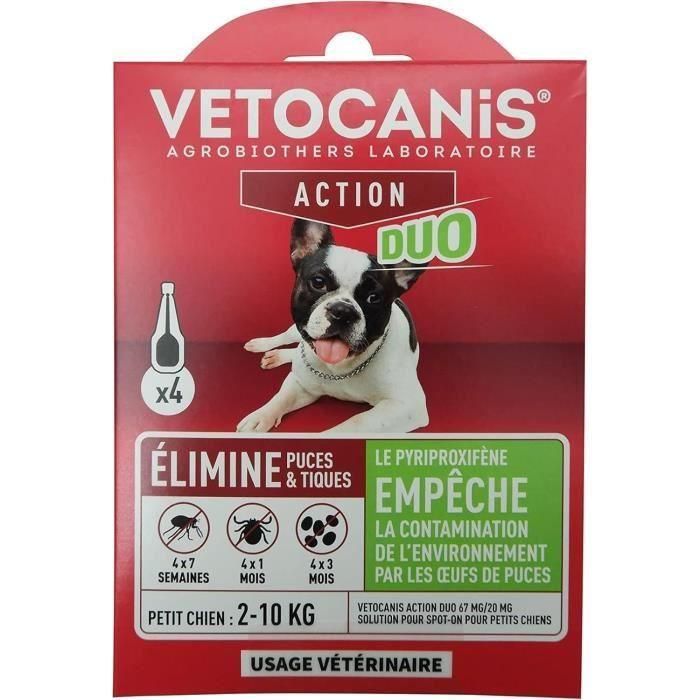 Pipetas - VETOCANIS - x4 Pipetas Duo Antipulgas y Garrapatas 67mg/20mg para Perros Pequeños Pipetas - VETOCANIS - x4 Pipetas Duo Antipulgas y Garrapatas 67mg/20mg para Perros Pequeños