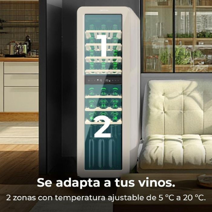 Cecotec Vinoteca 30 botellas GrandSommelier Origin Duo 30 Hit LED NoFrost 2 zonas display 11