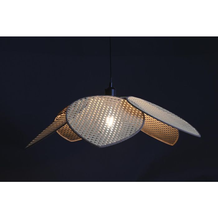 DKD Home Decor Lámpara Techo Balines Ratan Algodón Metal Marrón Negro 64x64x23 cm (2 Unidades) 1