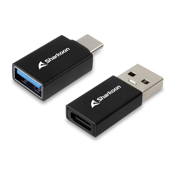 Sharkoon OfficePal Adaptador USB-A a USB-C / USB-C a USB-A USB 3.2 Gen 1 Negro 2 Piezas