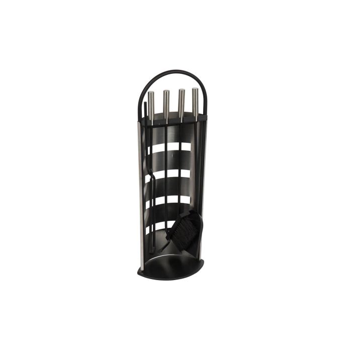 DKD Home Decor Chimenea Decorativa Moderna Acero Plateado Negro Set de 4 Piezas 51 cm Alto Desmontable 1