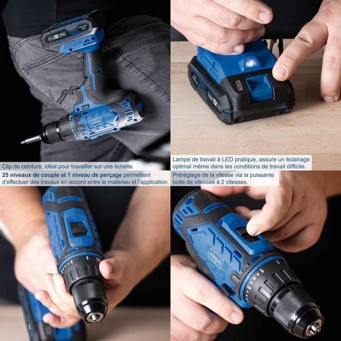 Taladro/destornillador inalámbrico IXES 20V + 1 batería de 2 Ah, cargador, caja con 74 accesorios - C-DTB74/1-X 1 Taladro/destornillador inalámbrico IXES 20V + 1 batería de 2 Ah, cargador, caja con 74 accesorios - C-DTB74/1-X 1