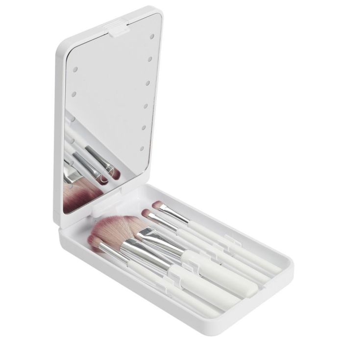 Cosmetic Club Espejo LED con 5 Pinceles de Maquillaje Compacto para Retoques 4