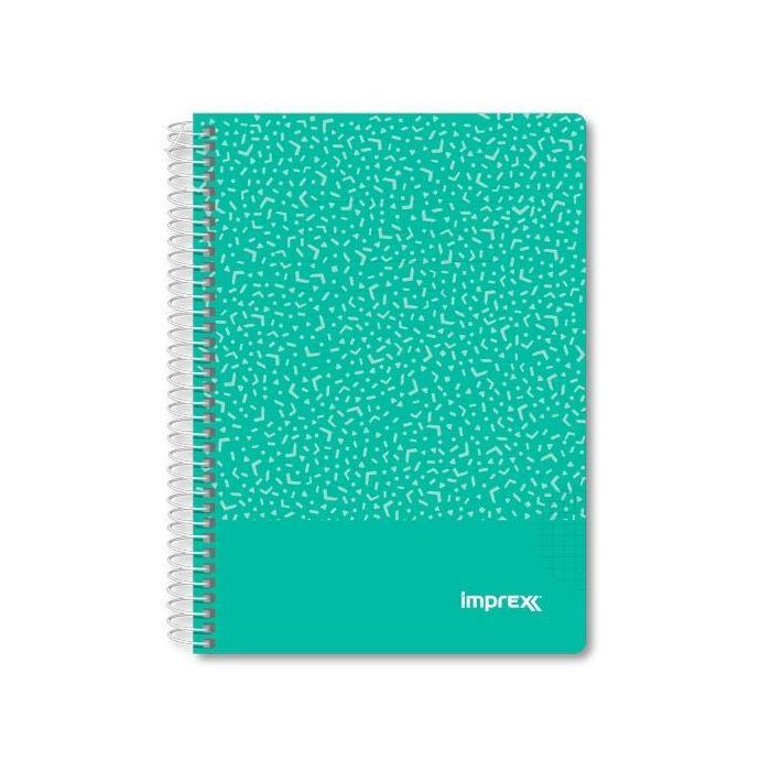 IMPREX Cuaderno Espiral Tapa PP A5 80H 90g Cuadrícula 4x4 Verde (Set de 4) (Set de 4)