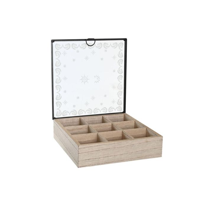 Caja para Infusiones DKD Home Decor Azul Blanco Negro Natural Metal Cristal Madera MDF 24 x 24 x 6,5 cm (2 Unidades) 1 Caja para Infusiones DKD Home Decor Azul Blanco Negro Natural Metal Cristal Madera MDF 24 x 24 x 6,5 cm (2 Unidades) 1