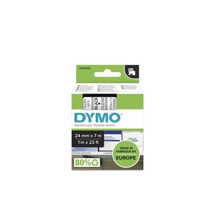 Cinta De Rotular Dymo Lm D1 7M 24Mm Negro Sobre Transparente (53710)