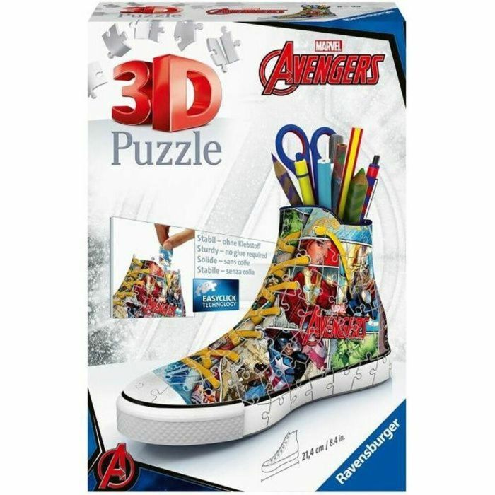 Ravensburger Puzzle 3D Sneaker - Avengers, 108 piezas, portalápices innovador, EAN 4005556121137
