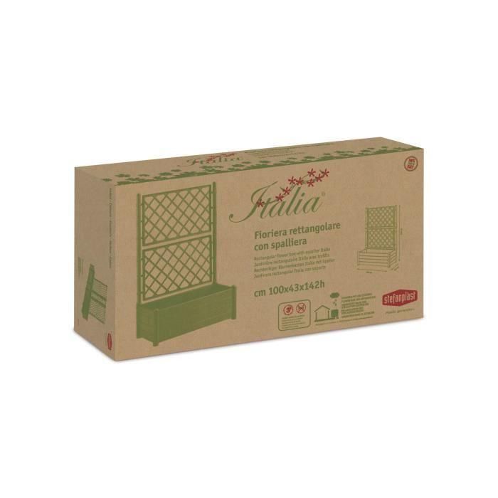 Stefanplast Macetero Rectangular con Enrejado para Flores, Diseño Efecto Madera, Medidas 100x43xH142 cm, Gran Capacidad 80 Litros, Color Blanco 3
