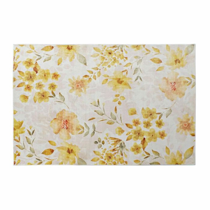 Alfombra DKD Home Decor Amarillo Blanco Poliéster Algodón Flores (120 x 180 x 0.5 cm) Alfombra DKD Home Decor Amarillo Blanco Poliéster Algodón Flores (120 x 180 x 0.5 cm)