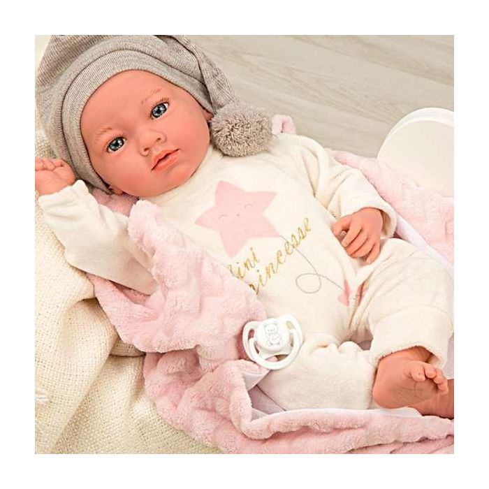 Muñeca elegance aria rosa con portabebe, incluye chupete (muñeco de peso)40 cm 12