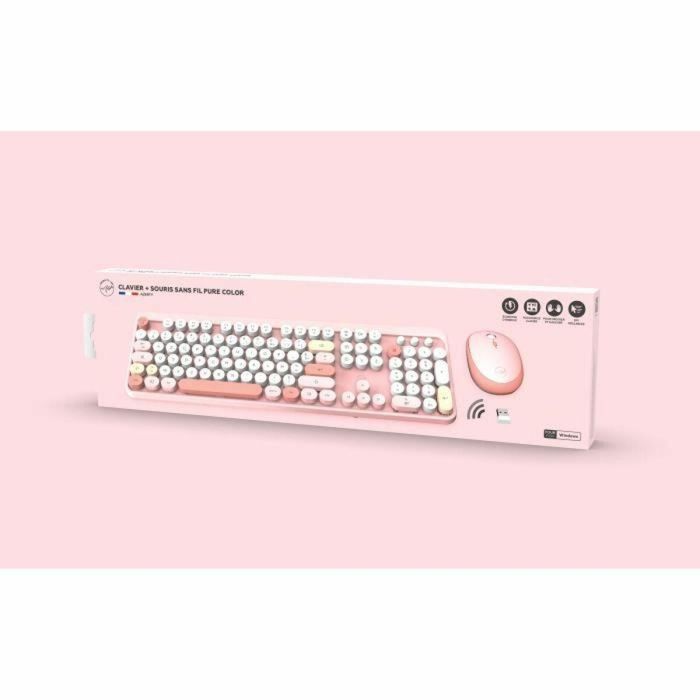 Combo teclado + mouse inalámbrico - MOBILITY LAB - Pure Color - Rosa - Diseño ergonómico - Escritura discreta 1