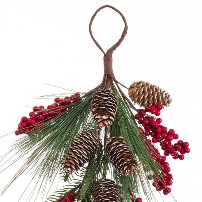 Colgador para Puertas Navidad Rojo Verde Natural Plástico Piñas 42 cm 1