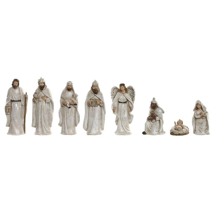 DKD Home Decor Nacimiento Navidad Tradicional, Set 8 Figuras de Resina Blanca 6 x 19 x 8 cm 1