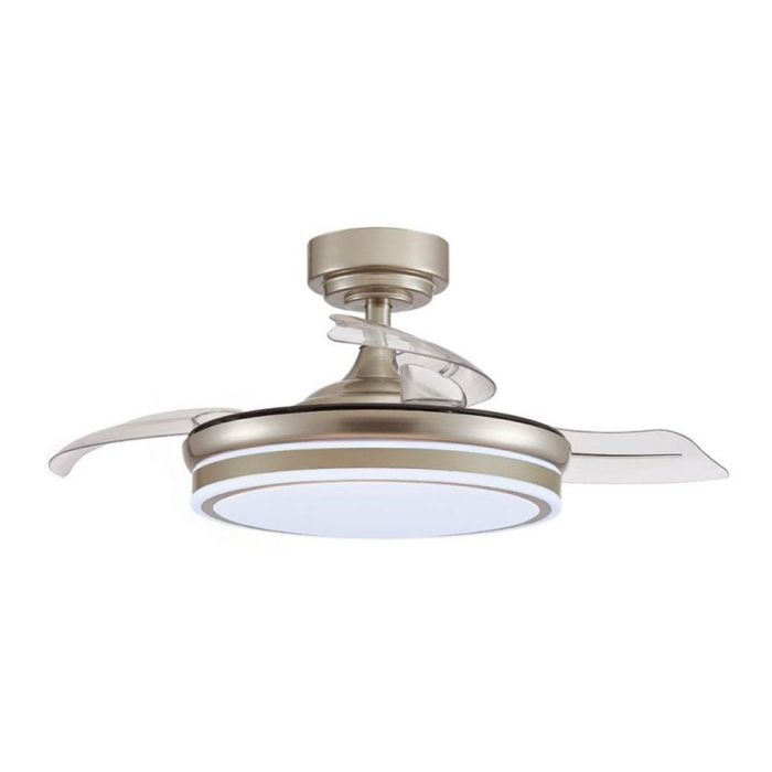 Ventilador de techo led 3cct aspas retráctiles moss mini 46 W 5520 lm níquel 1 Ventilador de techo led 3cct aspas retráctiles moss mini 46 W 5520 lm níquel 1